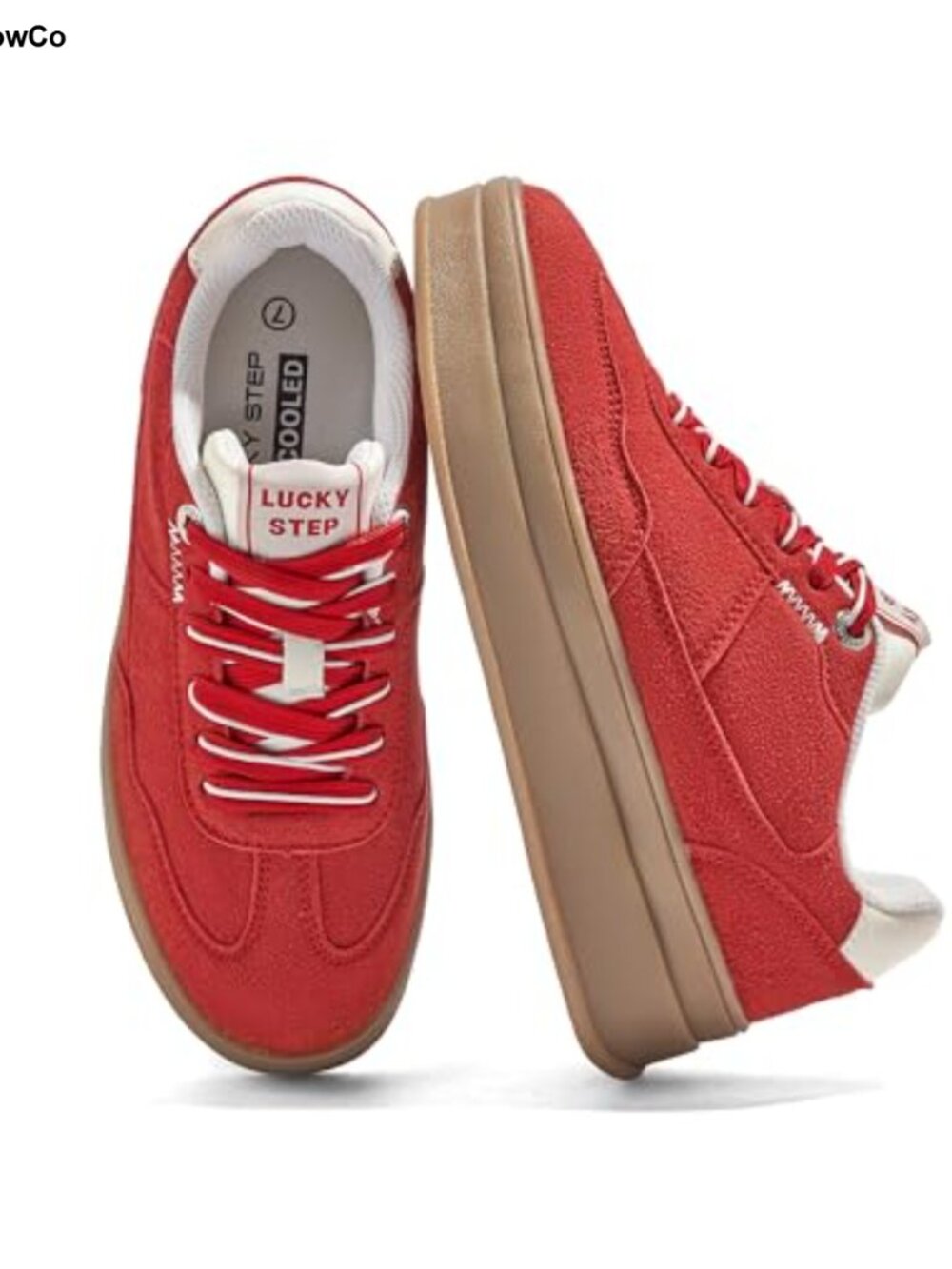 Women's Platform Sneakers Retro Suede Casual Lace-Up Shoes